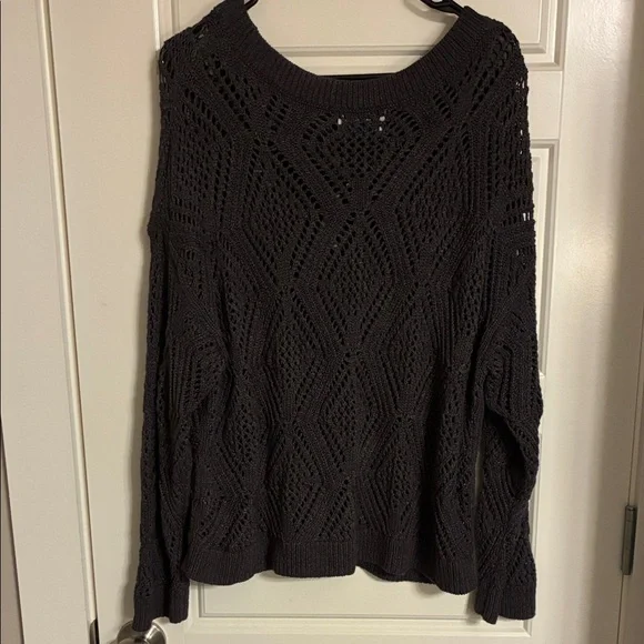 Dark Gray Open-Knit Sweater - Picture 3 of 4